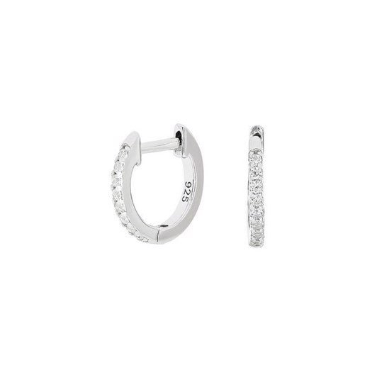 JoanliNor HELLENOR creoler i sterling sølv med klare kubiske zirkoner, Ø10 mm.